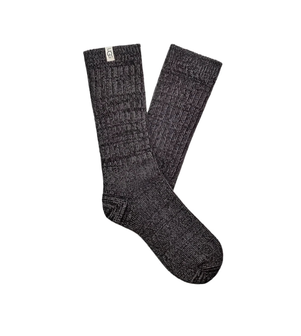 WOMEN'S UGG RIB KNIT SLOUCHY CREW SOCK | GREY | BLACK