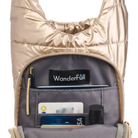 WANDERFULL GOLD SHINY HYDROBAG WITH GOLD STRIPED STRAP