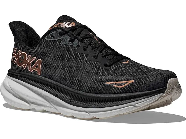 WOMEN'S HOKA CLIFTON 9 | BLACK / ROSE GOLD
