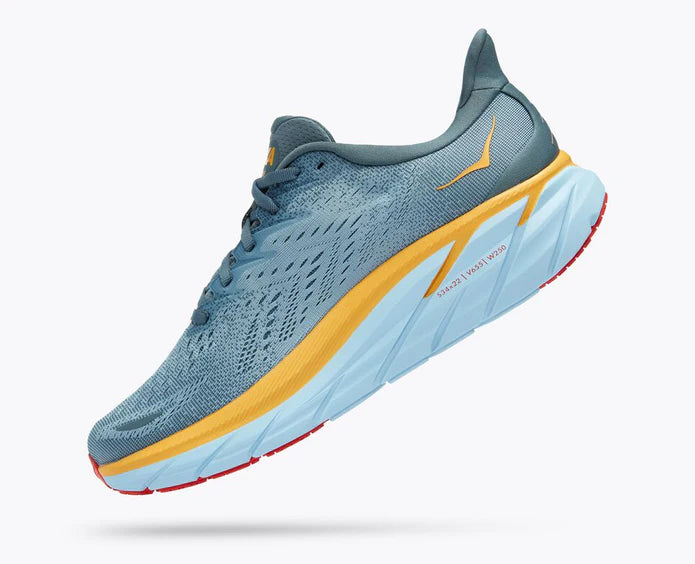 Men's Hoka Clifton 8 2024 Grey/White-Yellow 1119393/BFPA Size 14