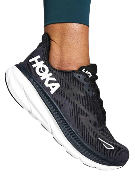 WOMEN'S HOKA CLIFTON 9 | BLACK / WHITE
