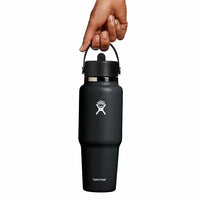 HYDRO FLASK 32 OZ WIDE MOUTH TRAVEL BOTTLE WITH FLEX STRAW CAP | BLACK