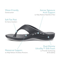 MEN'S AETREX MAUI ORTHOTIC FLIPS | BLACK