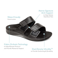 MEN'S AETREX MILOS ORTHOTIC SLIDES | BLACK