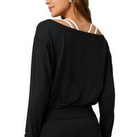 WOMEN'S FABLETICS CLOUD JERSEY OFF-SHOULDER SWEATSHIRT | BLACK