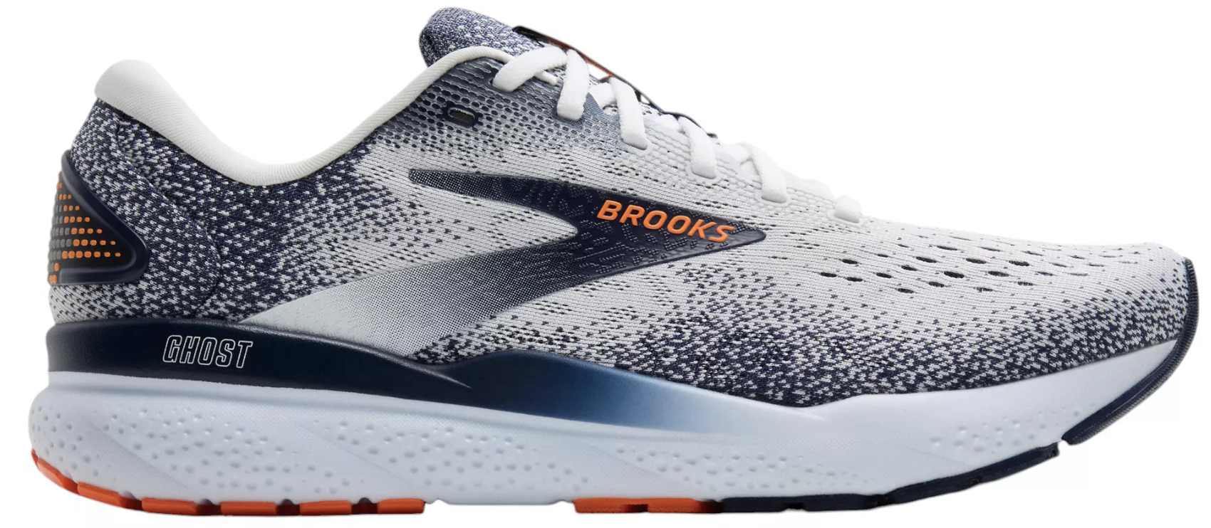 MEN'S BROOKS GHOST 16 | WHITE / PEACOAT / ORANGE – Randy's Shoes