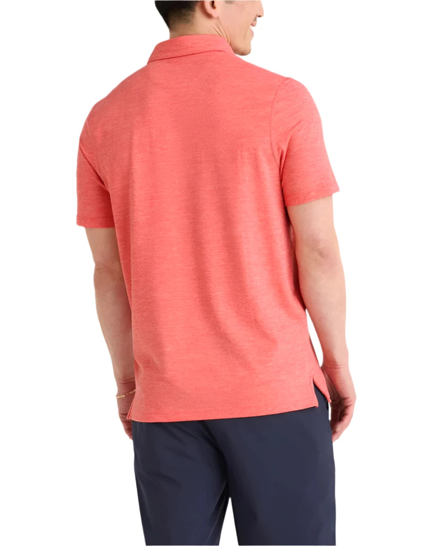 MEN'S SAXX DROPTEMP ALL DAY COOLING UPF PERFORMANCE POLO | CORAL RED HEATHER