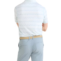 MEN'S SAXX DROPTEMP ALL DAY COOLING UPF PERFORMANCE POLO | HAPPY HOUR STRIPE - LIGHT BLUE