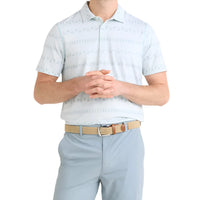MEN'S SAXX DROPTEMP ALL DAY COOLING UPF PERFORMANCE POLO | HAPPY HOUR STRIPE - LIGHT BLUE