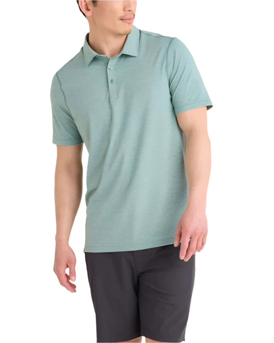 MEN'S SAXX DROPTEMP ALL DAY COOLING UPF PERFORMANCE POLO | SILVER PINE HEATHER
