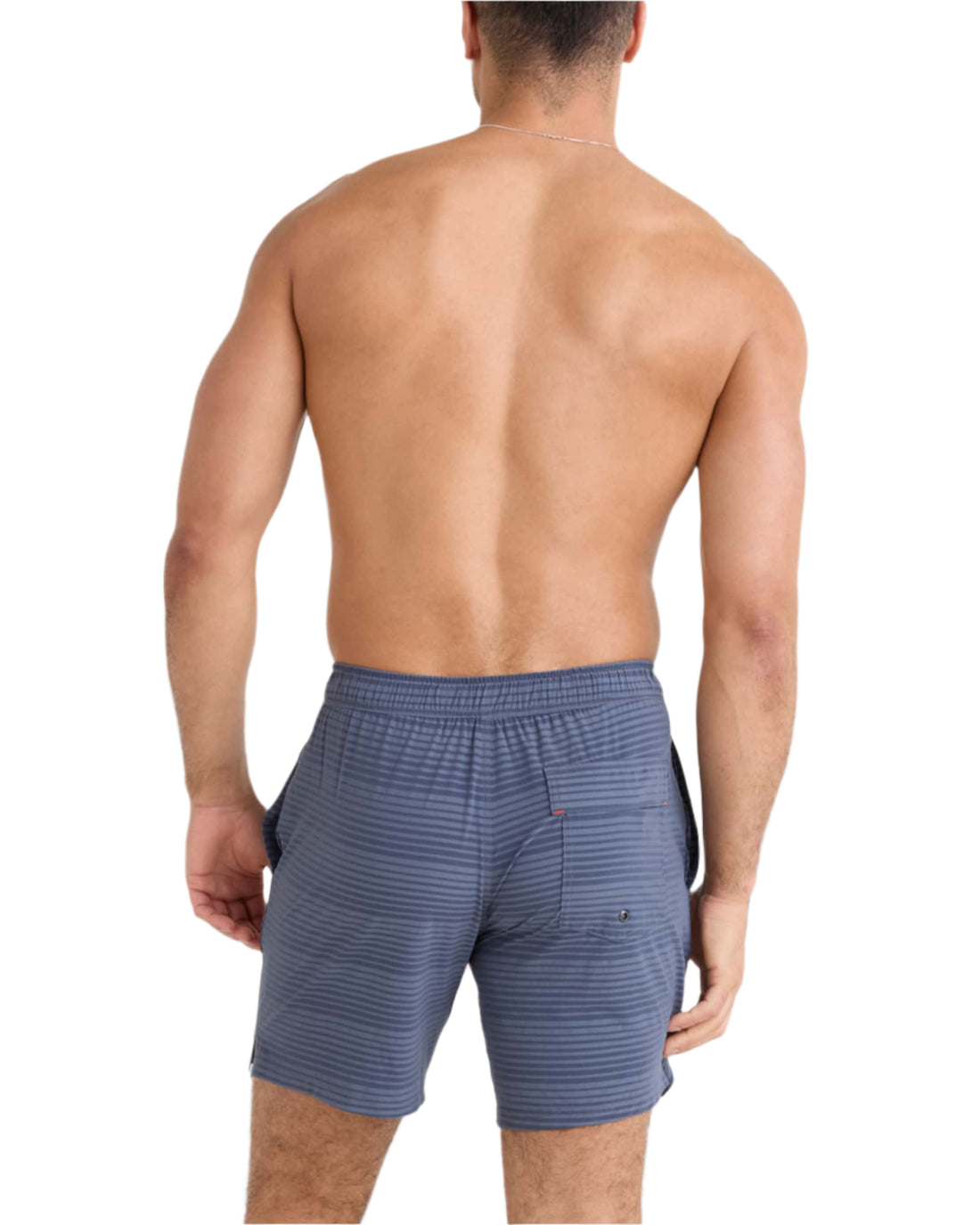 MEN'S SAXX OH BOUY 2N1 STRETCH SWIM VOLLEY 7" WITH LINER | DARK INK / DEEP NAVY STRIPE