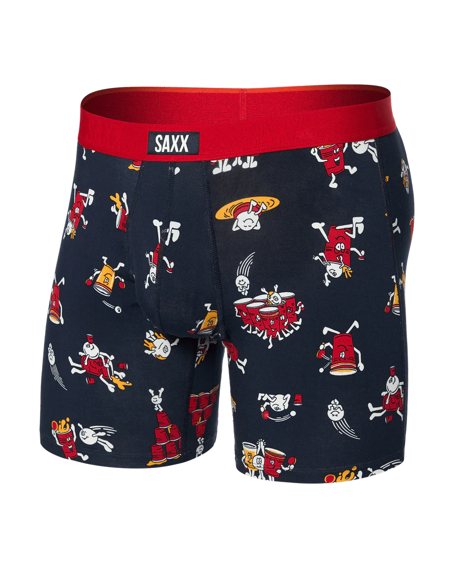 MEN'S SAXX VIBE XTRA SOFT COMFORT BOXER BRIEF 6" | PARTY FOUL - DARK INK