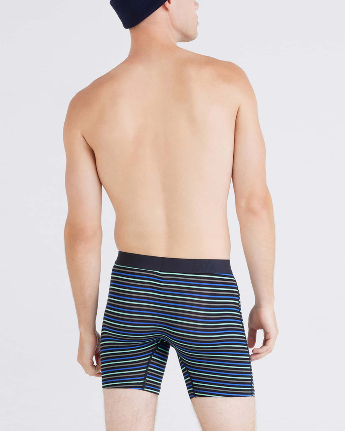 MEN'S SAXX VIBE XTRA SOFT COMFORT BOXER BRIEF 6" | GENT'S STRIPE - SPORT BLUE