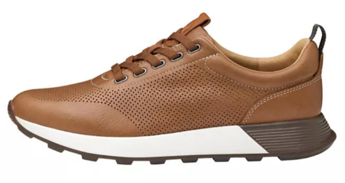 MEN'S JOHNSTON & MURPHY KINNON PERFORATED JOGGER | DARK TAN