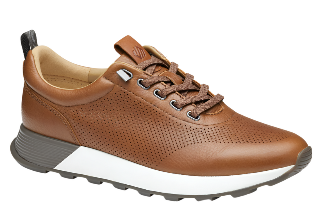 MEN'S JOHNSTON & MURPHY KINNON PERFORATED JOGGER | DARK TAN