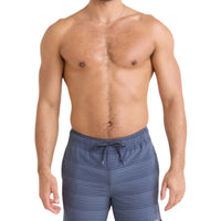 MEN'S SAXX OH BOUY 2N1 STRETCH SWIM VOLLEY 7" WITH LINER | DARK INK / DEEP NAVY STRIPE