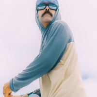 MEN'S FREE FLY BAMBOO HYBRID HOODIE | STORM CLOUD | DESERT TAN