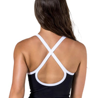 WOMEN'S PB5-STAR SIDE SPLIT COURT DRESS | BLACK / WHITE