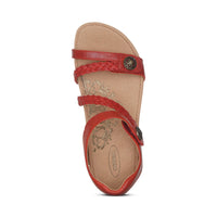 WOMEN'S AETREX JILLIAN BRAIDED QUARTER STRAP SANDAL | RED