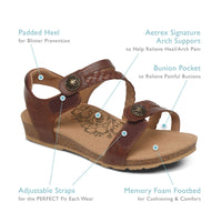 WOMEN'S AETREX JILLIAN BRAIDED QUARTER STRAP SANDAL | WALNUT