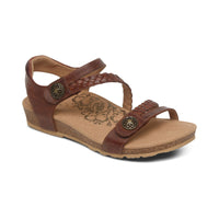 WOMEN'S AETREX JILLIAN BRAIDED QUARTER STRAP SANDAL | WALNUT