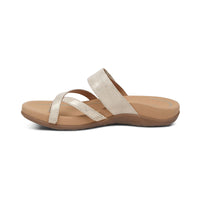 WOMEN'S AETREX IZZY ADJUSTABLE SLIDE SANDAL | LIGHT / GOLD