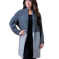 WOMEN'S SIMPLY NATURAL DOUBLE BOUCLE CARDIGAN | CHARCOAL / SILVER