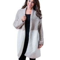 SIMPLY NATURAL DOUBLE BOUCLE CARDIGAN | BEIGE / IVORY