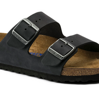 UNISEX BIRKENSTOCK ARIZONA LEATHER SOFT FOOTBED | BLACK