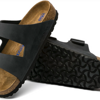 UNISEX BIRKENSTOCK ARIZONA LEATHER SOFT FOOTBED | BLACK