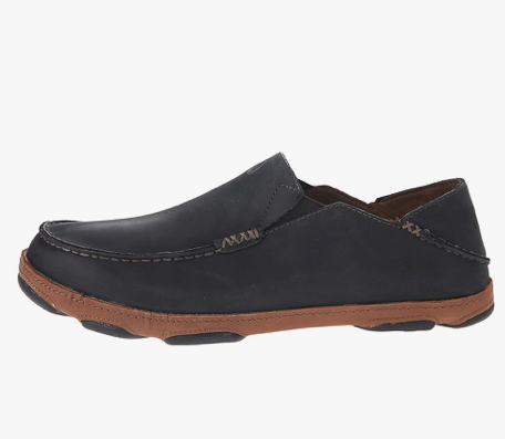 Olukai Moloa Men\'s 10 Black Nubuck Leather Casual Shoes Slip-On Round Toe Loafer Amazon.com | OluKai Moloa Slipper, Men main image 4