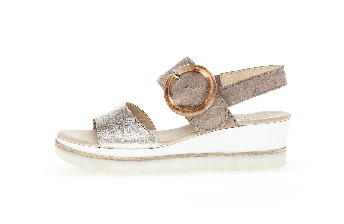 WOMEN'S GABOR 44.645.62 SLINGBACK PLATFORM SANDAL | GOLD TITANIUM METALLIC SHEEN / BEIGE