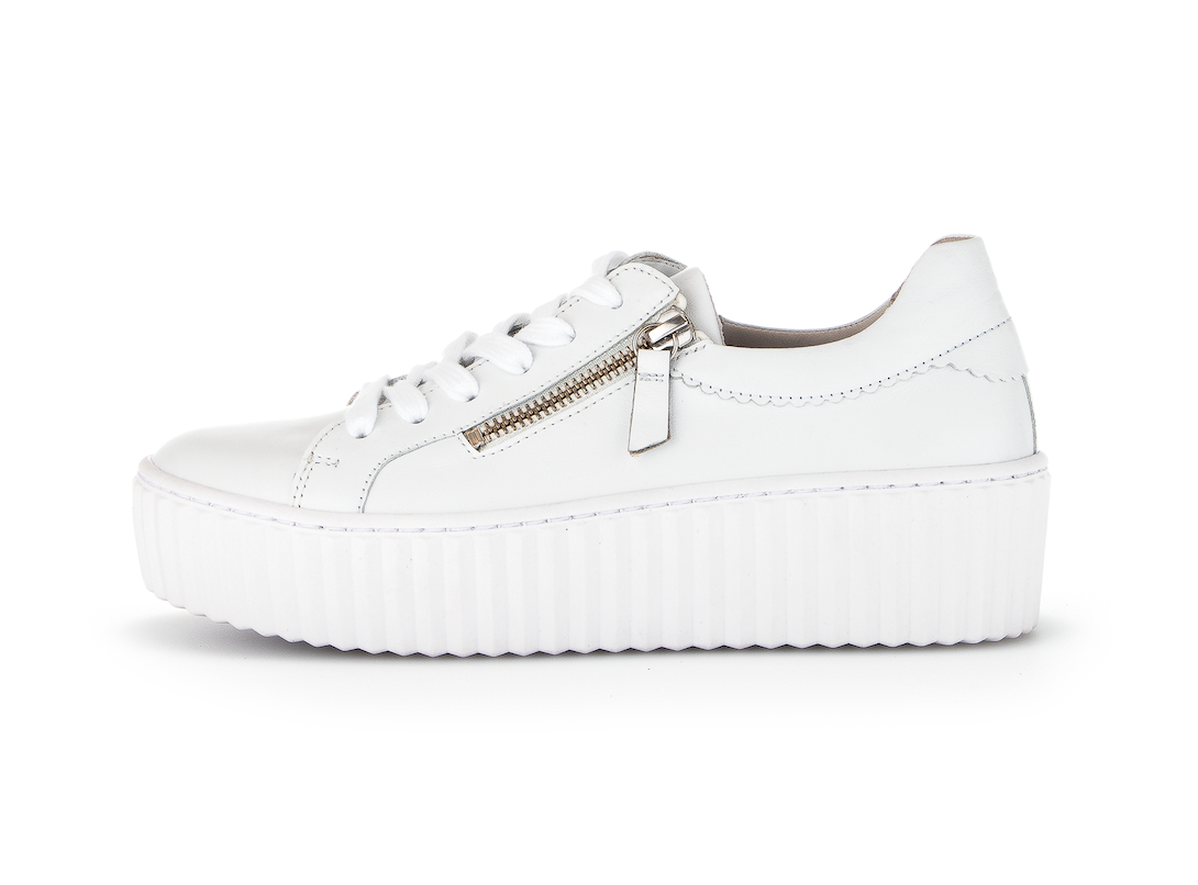 ホワイトレザー ホルスター　0205o232 WOMEN'S GABOR 43.200.21 PLATFORM DOUBLE ZIP SNEAKER | WHITE