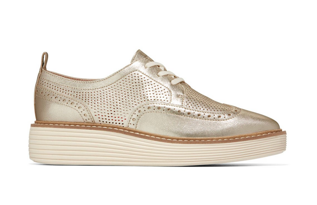 WOMEN'S COLE HAAN ØRIGINAL GRAND PLATFORM WINGTIP OXFORD | GOLD