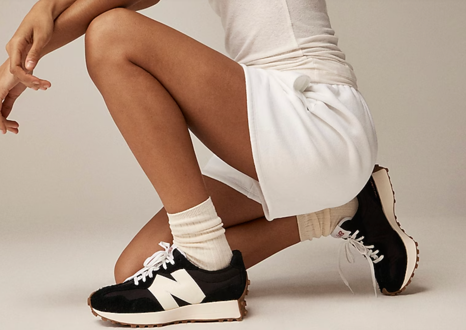 【こまさぶ】Stone  × New Balance New Balance 327 Casual WOMEN Sneaker Shoes Leather White Sandstone