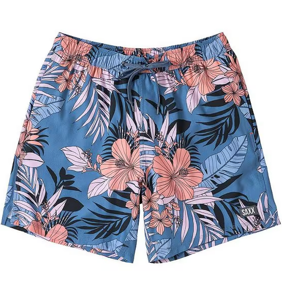 MEN'S SAXX OH BOUY 2N1 STRETCH SWIM VOLLEY 7" WITH LINER | HIBISCUS JUNGLE / BLUE