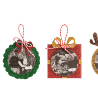 MUDPIE GLITTER PHOTO ORNAMENTS