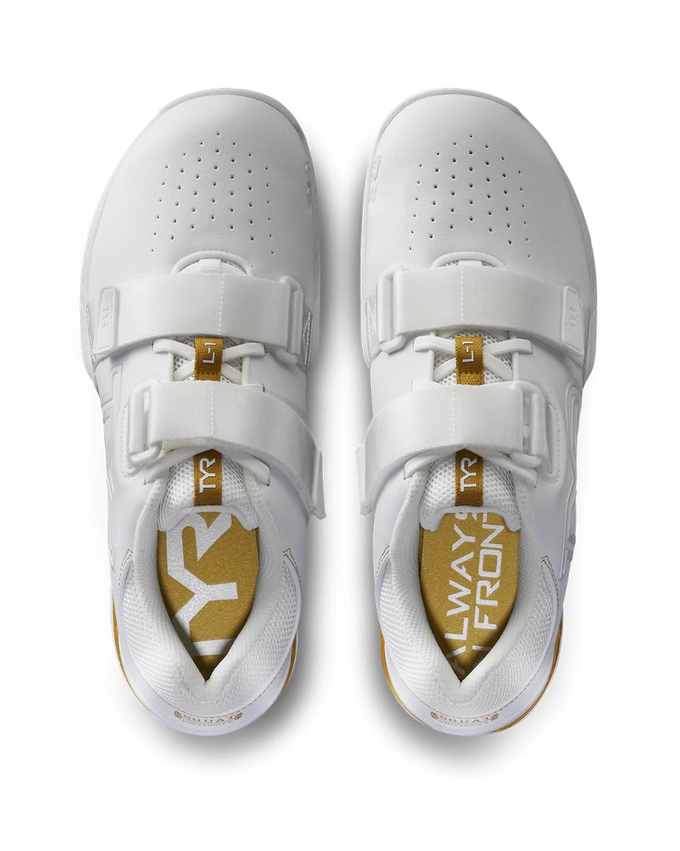 TYR L1 lifter スクワットシューズ ホワイト ゴールド UNISEX TYR L-1 LIFTER | WHITE / GOLD – Randy's Shoes