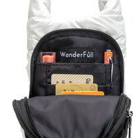WANDERFULL GLOSSY HYDROBAG | WHITE WITH GRAY / BLACK / WHITE STRAP