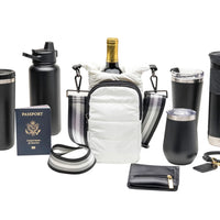 WANDERFULL GLOSSY HYDROBAG | WHITE WITH GRAY / BLACK / WHITE STRAP