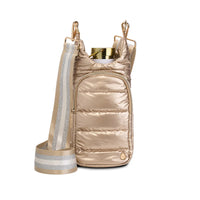 WANDERFULL GOLD SHINY HYDROBAG WITH GOLD STRIPED STRAP