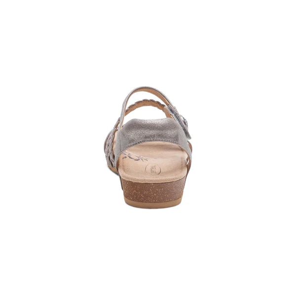 WOMEN'S AETREX JILLIAN BRAIDED QUARTER STRAP SANDAL | BRUSHED SILVER