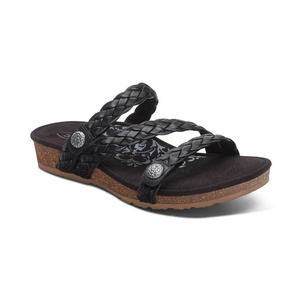 WOMEN'S AETREX JOSIE BRAIDED SLIDE | BLACK