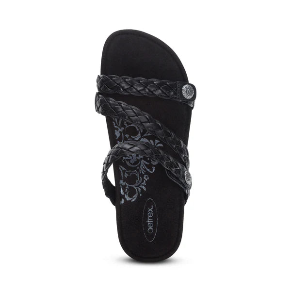 WOMEN'S AETREX JOSIE BRAIDED SLIDE | BLACK