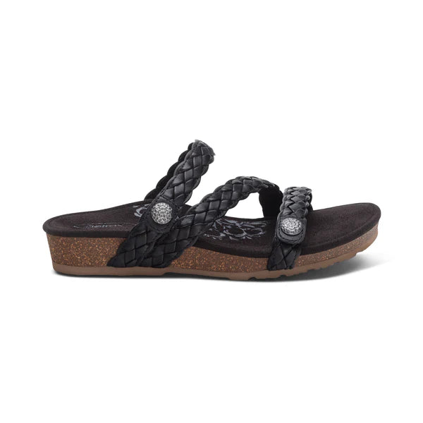 WOMEN'S AETREX JOSIE BRAIDED SLIDE | BLACK