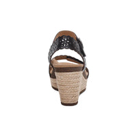 WOMEN'S AETREX SYDNEY QUARTER STRAP ESPADRILLE WEDGE | BLACK CUTOUT