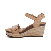 WOMEN'S AETREX SYDNEY QUARTER STRAP ESPADRILLE WEDGE | SAND CUTOUT