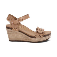 WOMEN'S AETREX SYDNEY QUARTER STRAP ESPADRILLE WEDGE | SAND CUTOUT