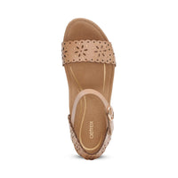 WOMEN'S AETREX SYDNEY QUARTER STRAP ESPADRILLE WEDGE | SAND CUTOUT