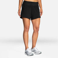 Person wearing black athletic shorts on a white background